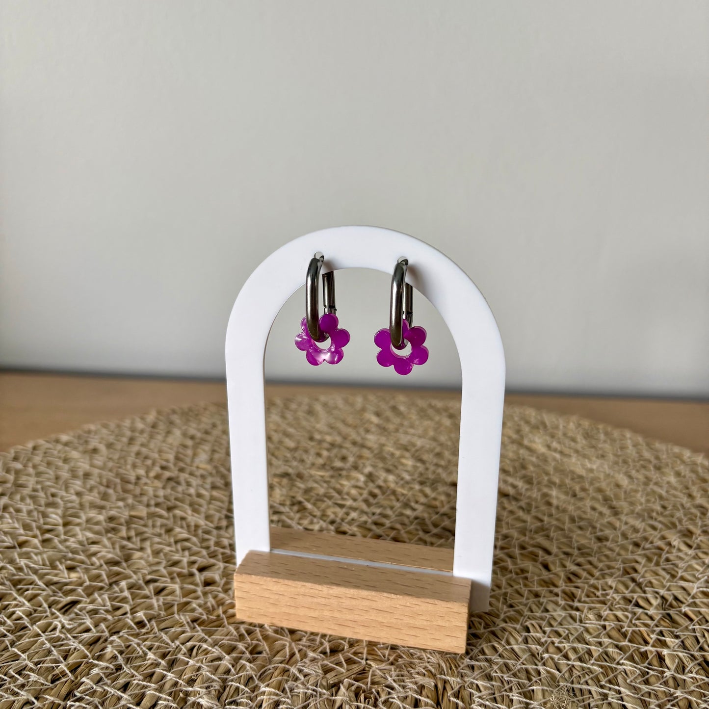 Boucles d’oreilles Minis Pivoines - Violettes