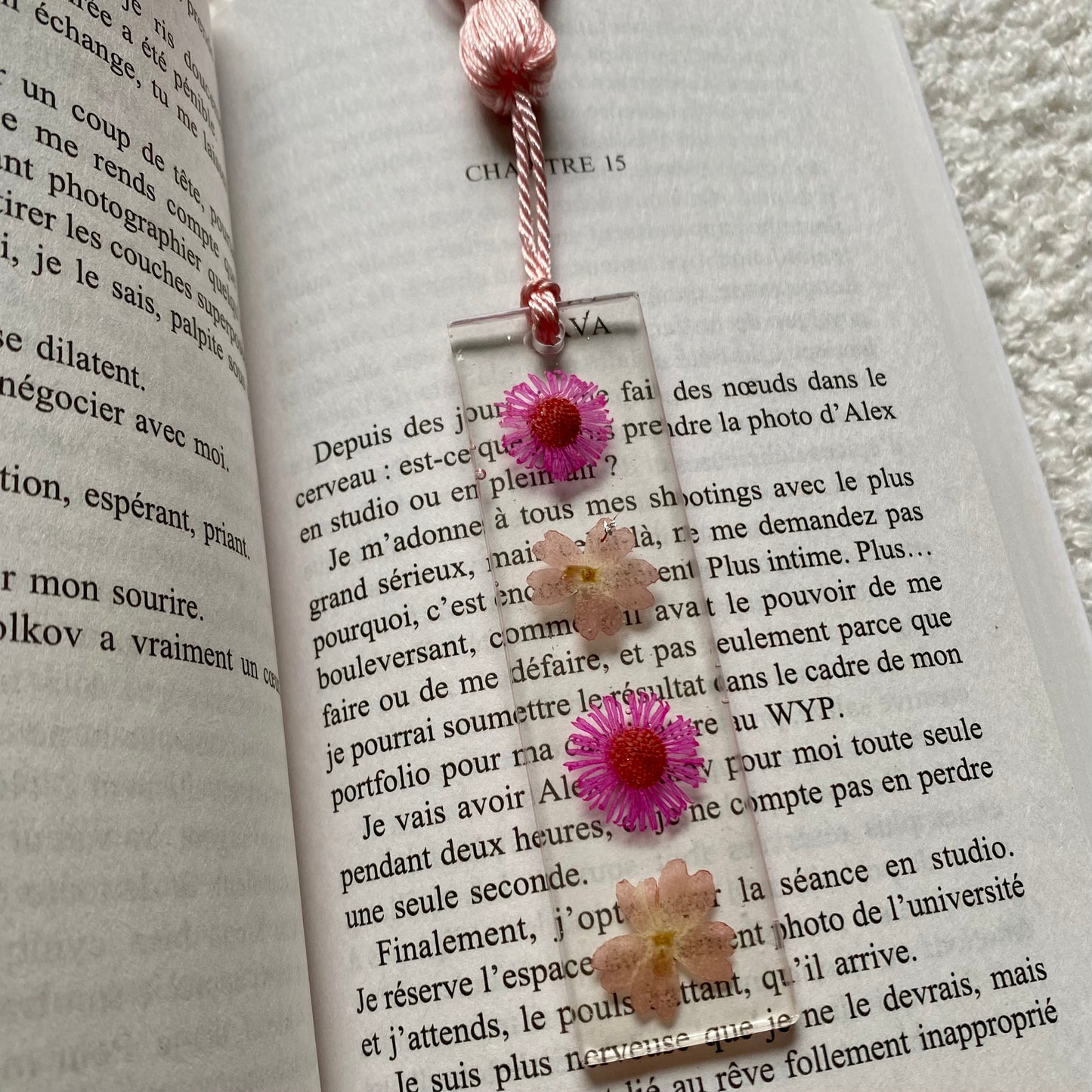 Marque page (mini) - Fleurs roses