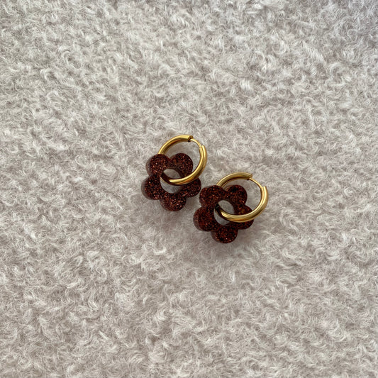 Boucles d’oreilles Camélia - Chocolat