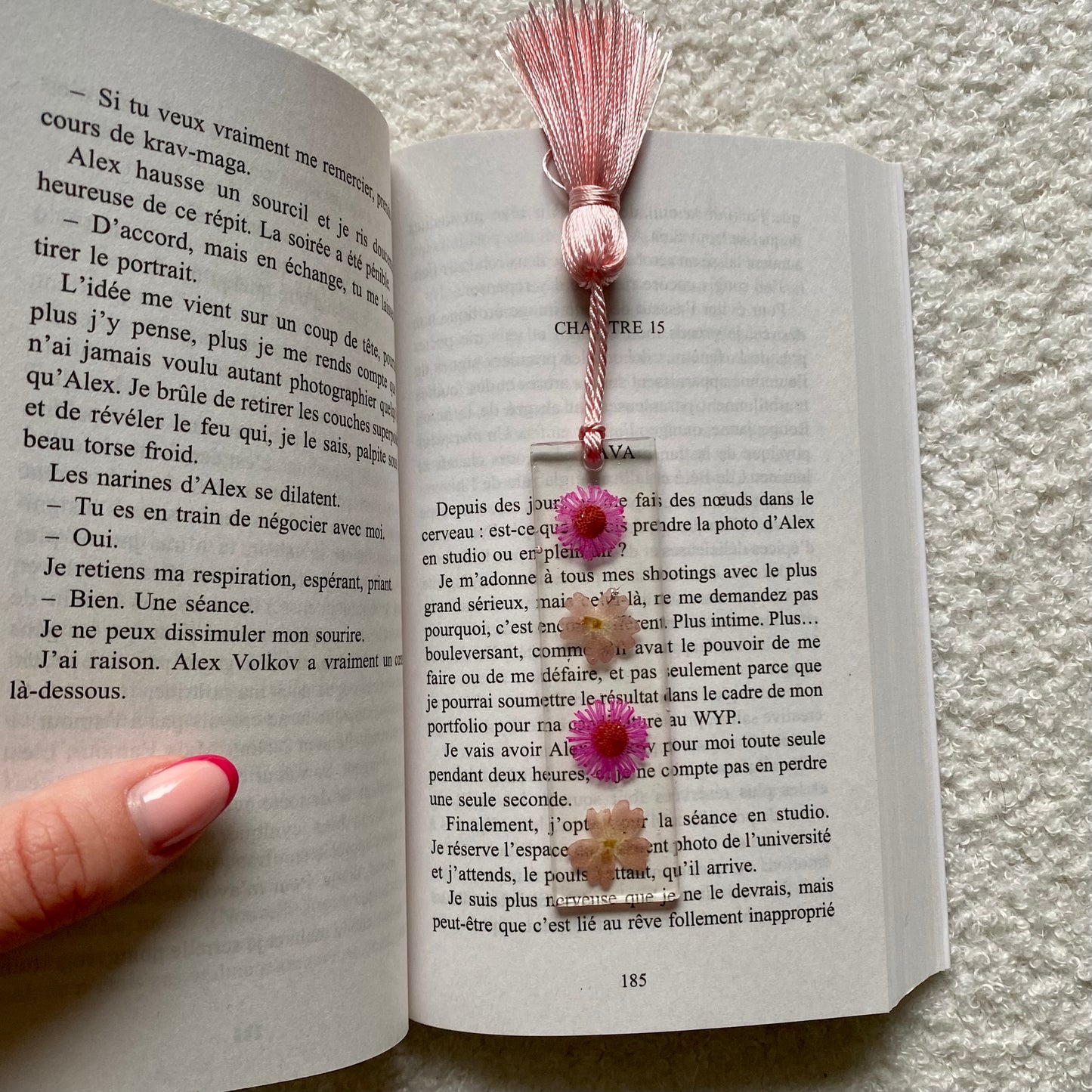 Marque page (mini) - Fleurs roses