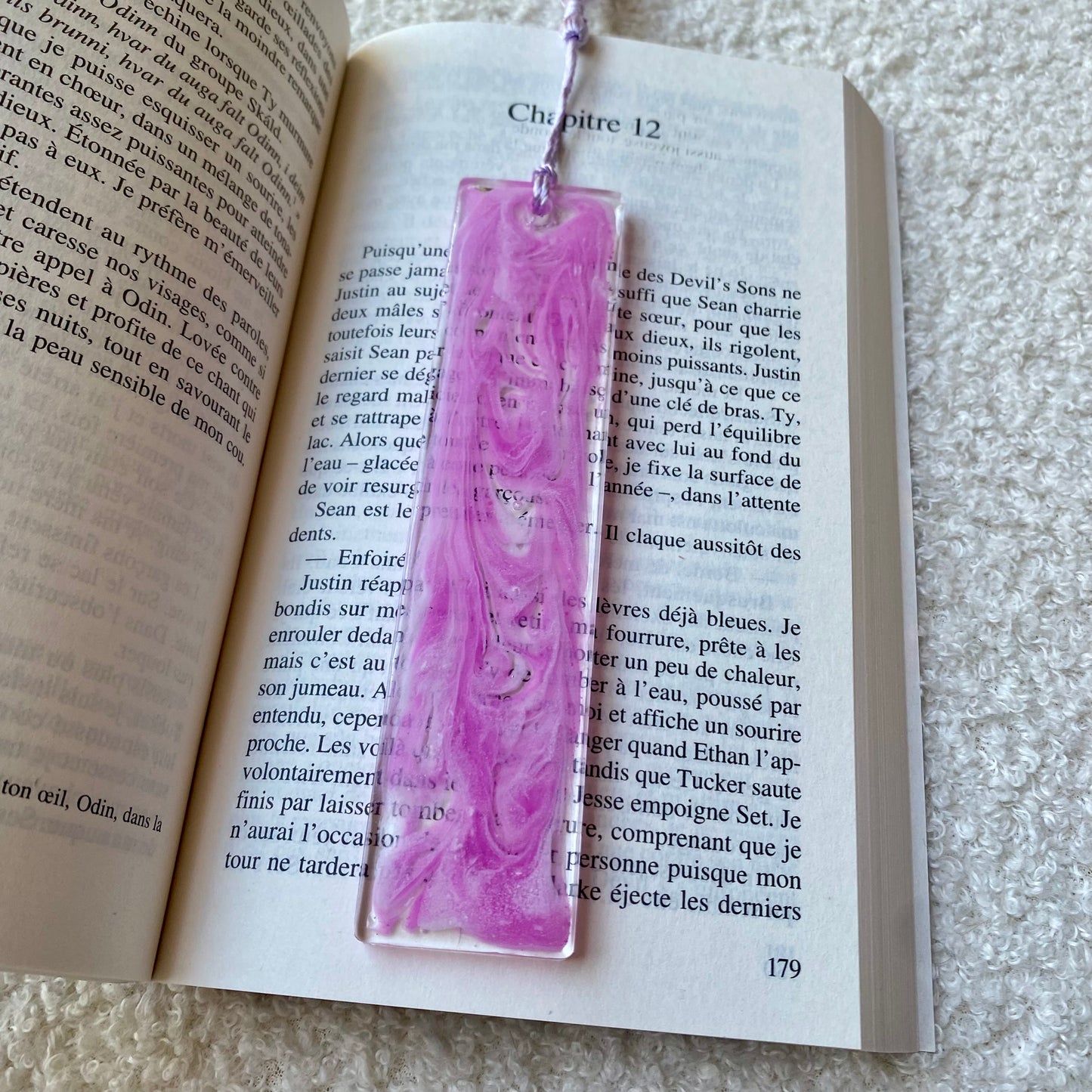 Marque page (rectangulaire - épais) - Marbre violet et blanc