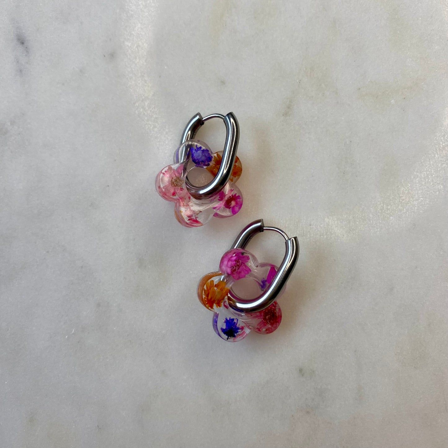 Boucles d’oreilles Camélia - Fleurs séchées