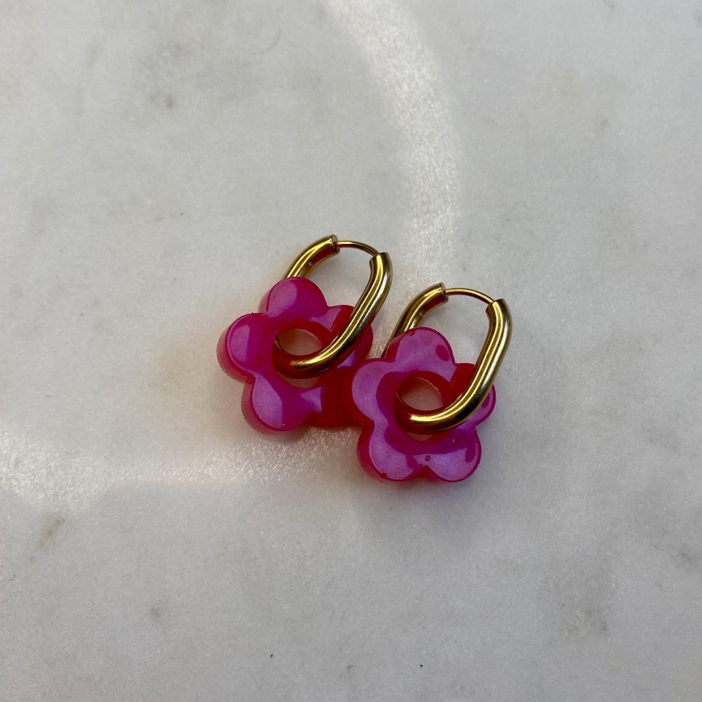 Boucles d’oreilles Camélia - Fushia