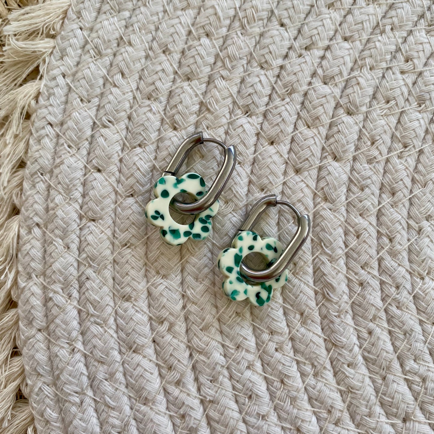 Boucles d’oreilles Pivoine - Tacheté vert