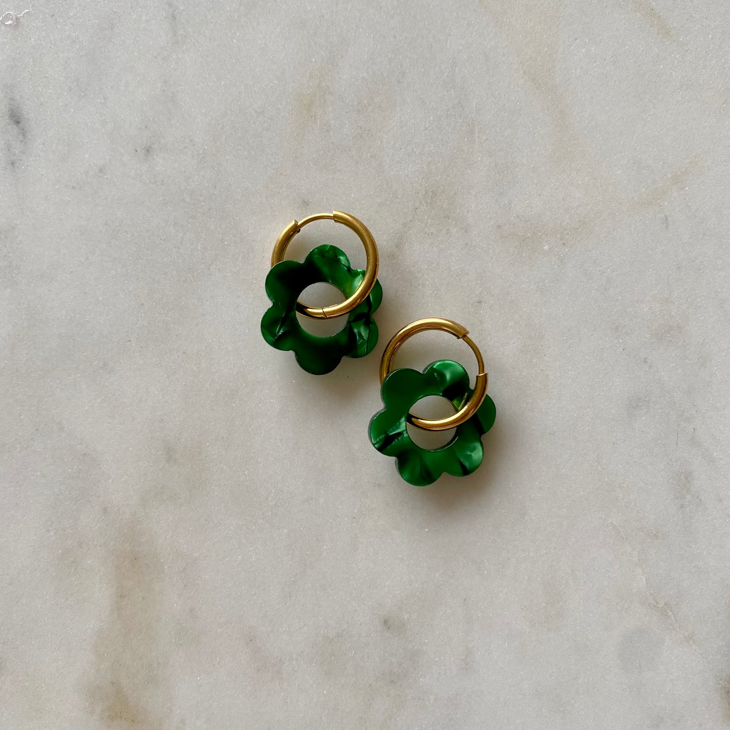 Boucles d’oreilles Pivoine - Vertes