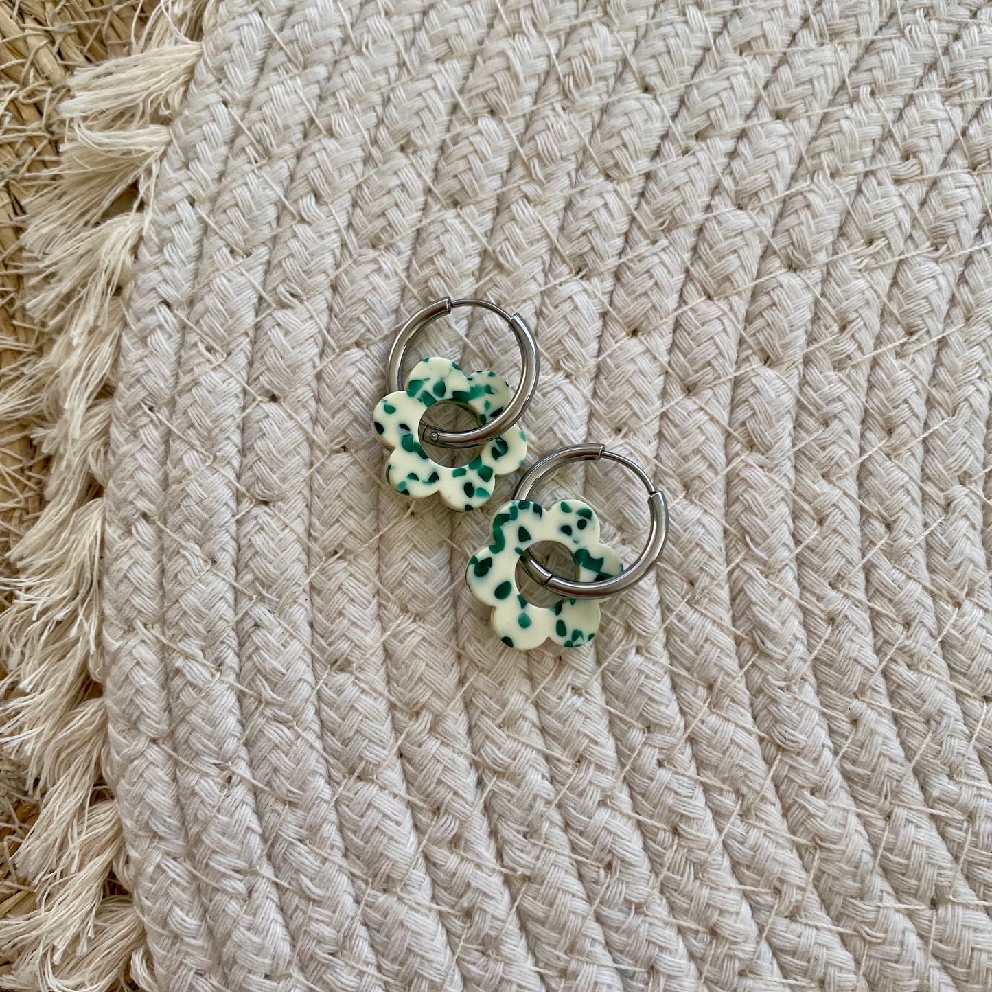 Boucles d’oreilles Pivoine - Tacheté vert
