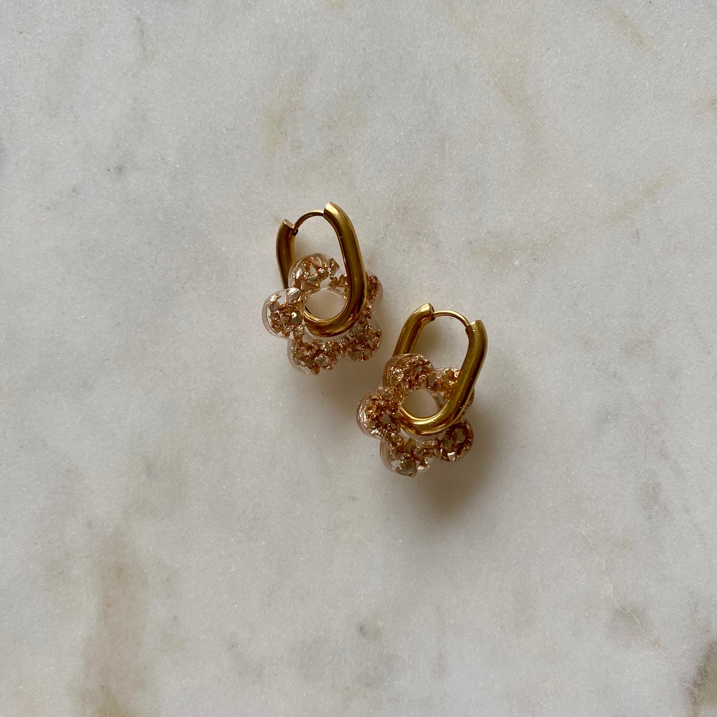 Boucles d’oreilles Camélia - Cristaux rose gold