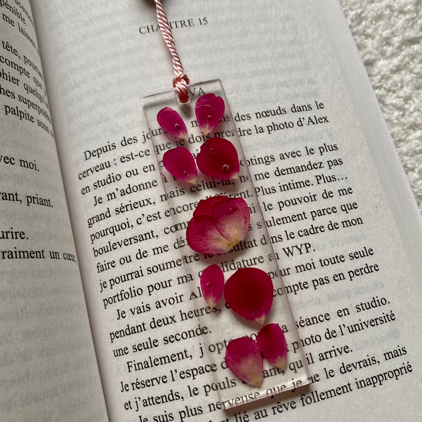 Marque page (mini) - Pétales roses