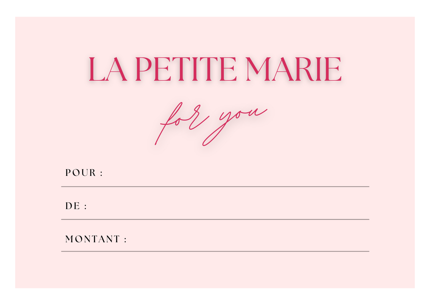 Carte cadeau La Petite Marie