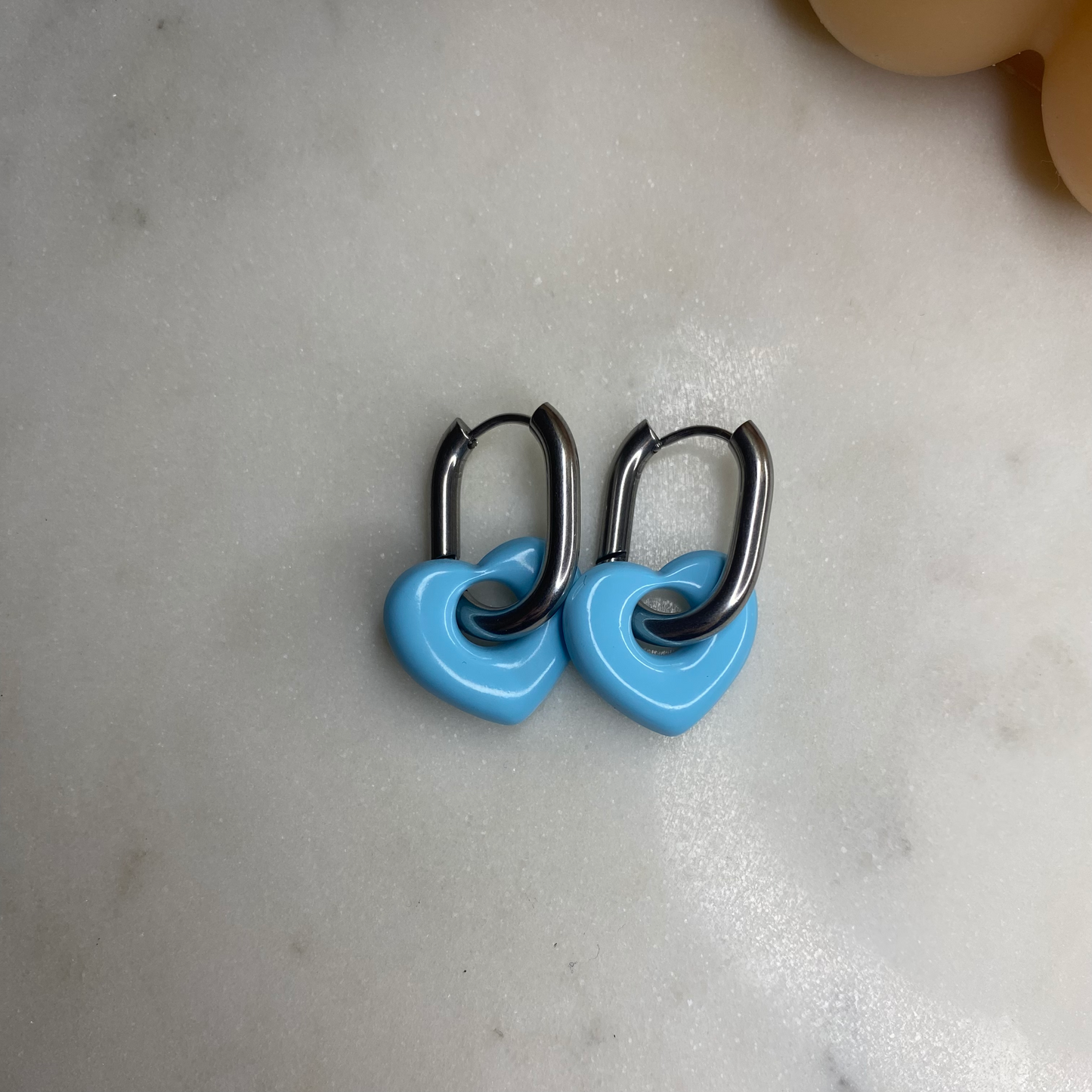 Boucles d'oreilles Coeur - Bleu ciel
