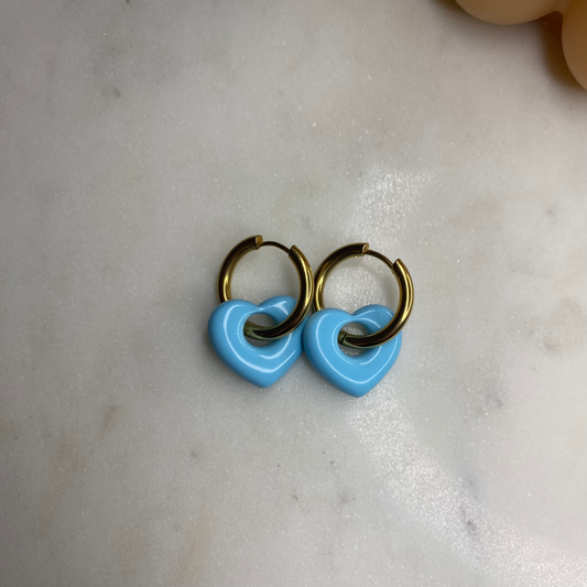 Boucles d'oreilles Coeur - Bleu ciel