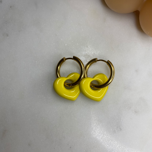 Boucles d'oreilles Coeur - Jaune