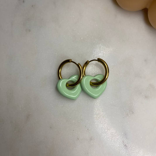 Boucles d'oreilles Coeur - Menthe