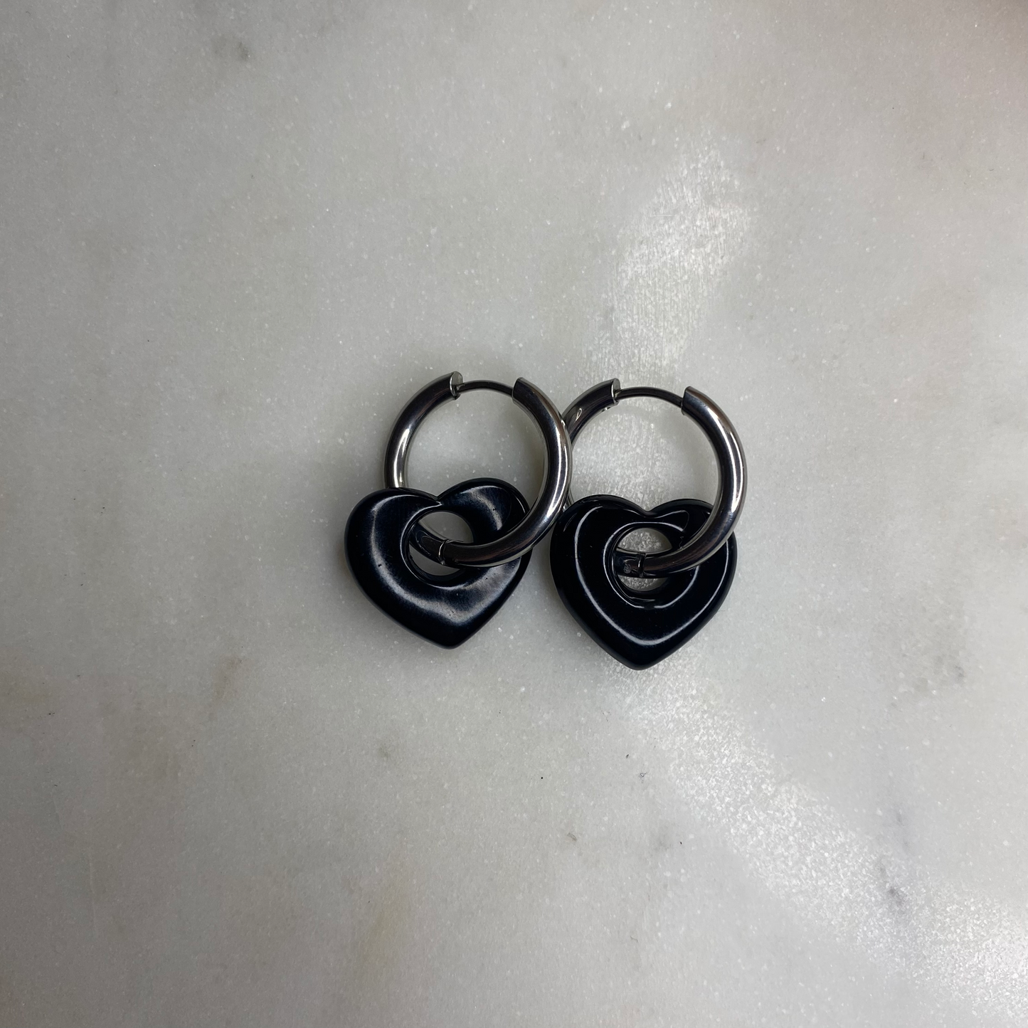 Boucles d'oreilles Coeur - Noir