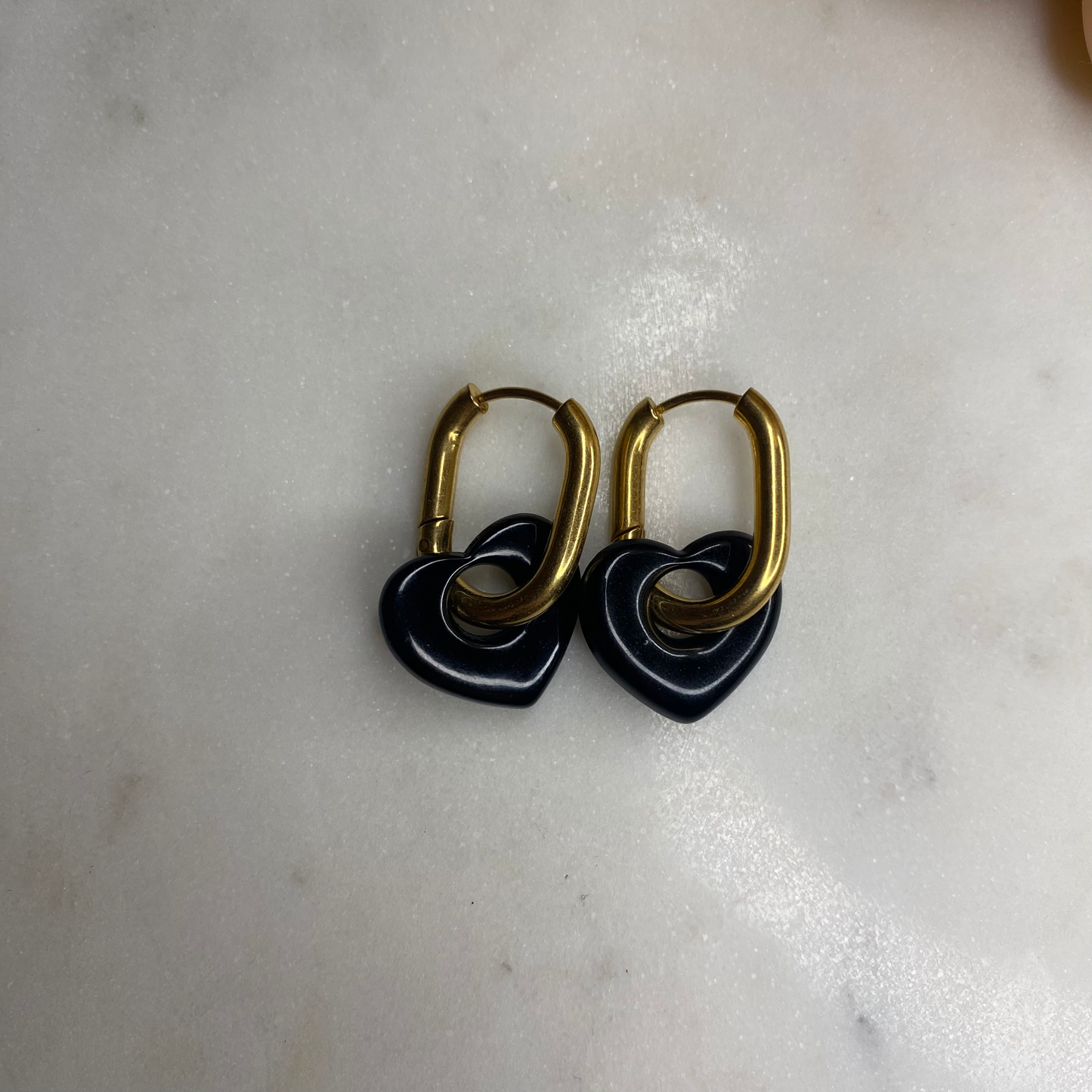 Boucles d'oreilles Coeur - Noir