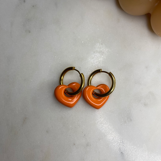 Boucles d'oreilles Coeur - Orange