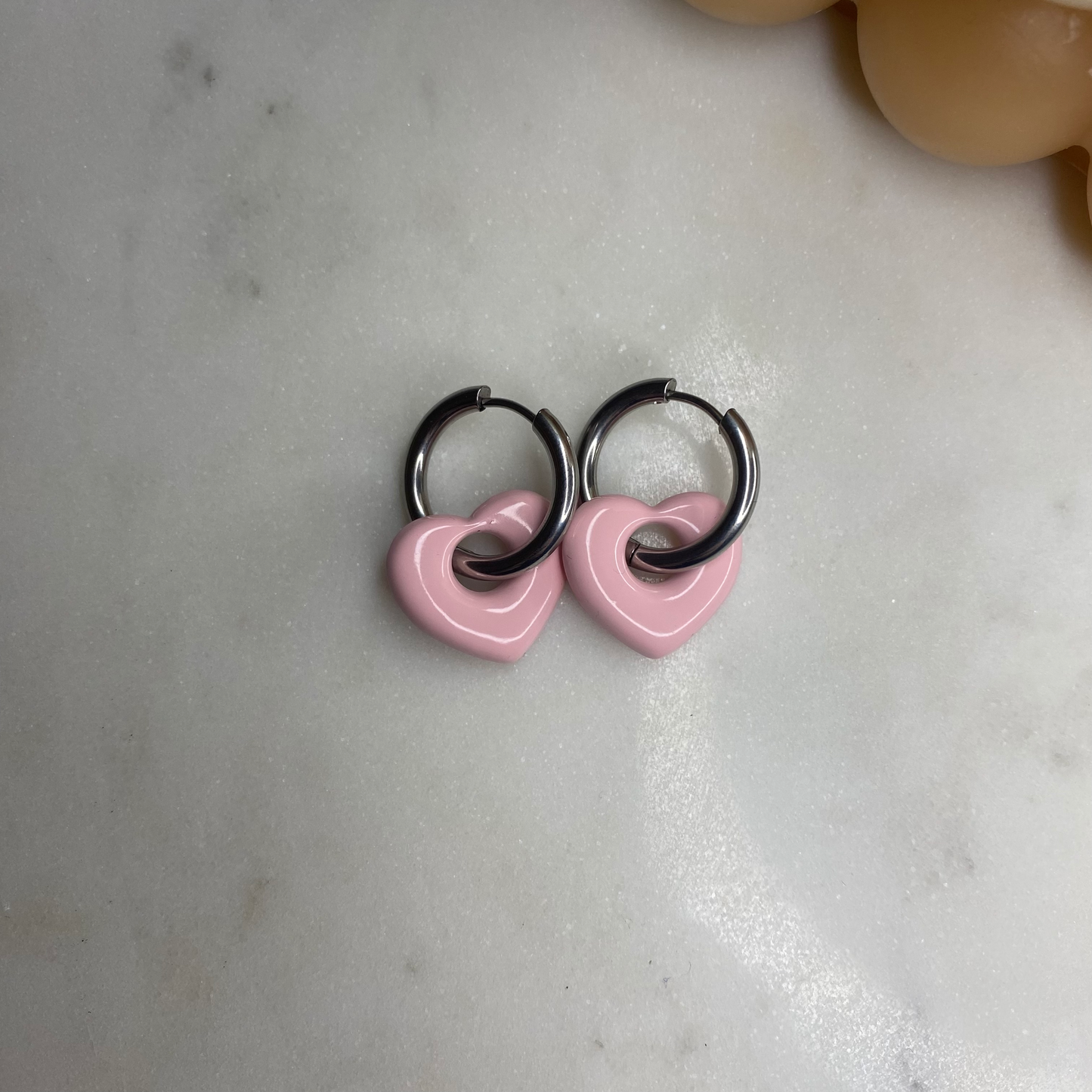 Boucles d'oreilles Coeur - Rose pâle