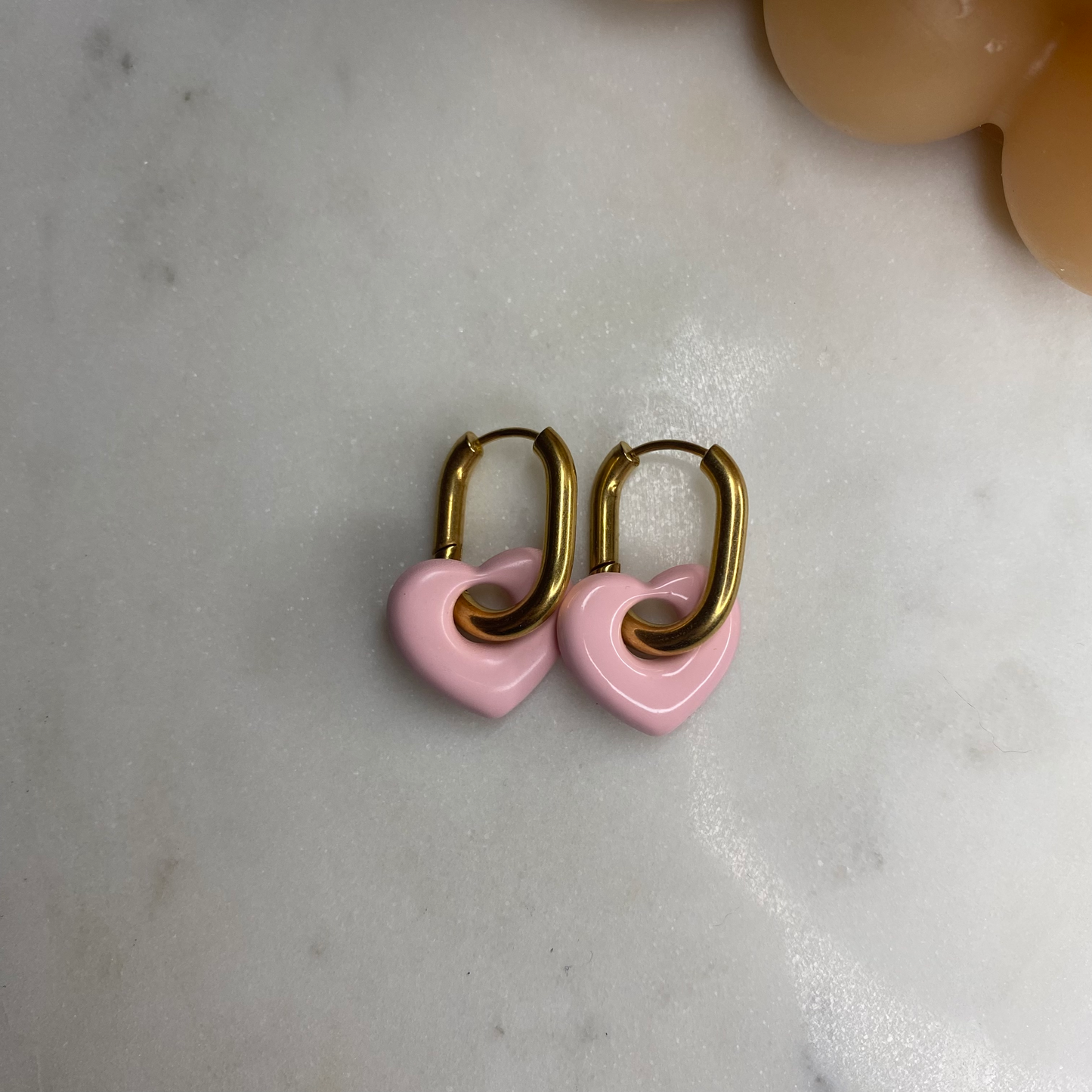 Boucles d'oreilles Coeur - Rose pâle