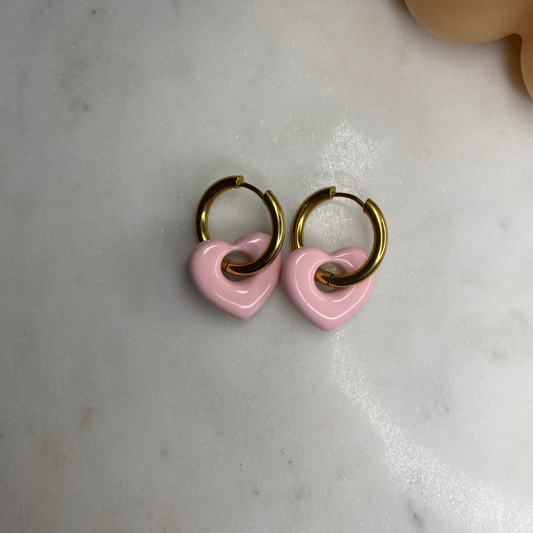 Boucles d'oreilles Coeur - Rose pâle