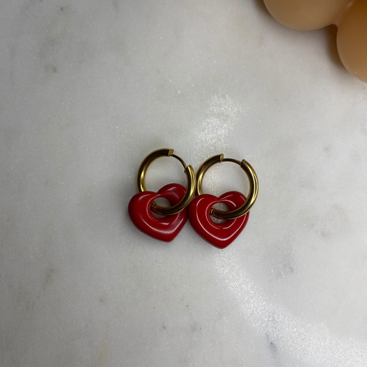 Boucles d'oreilles Coeur - Rouge
