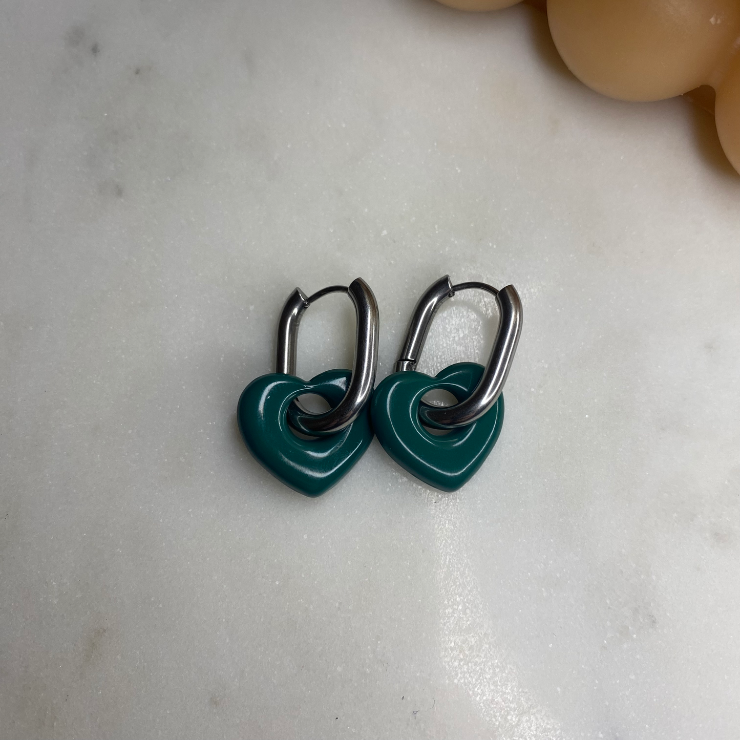 Boucles d'oreilles Coeur - Vert sapin