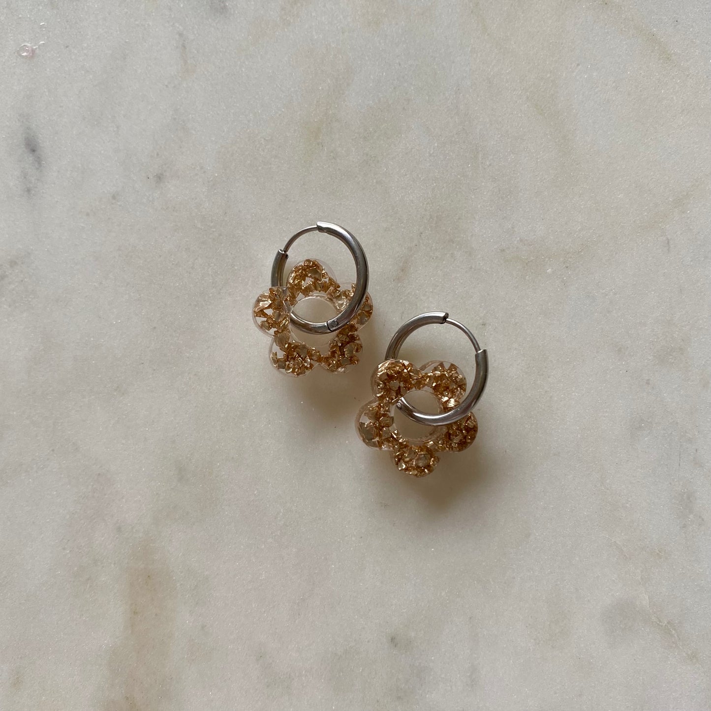 Boucles d’oreilles Camélia - Cristaux rose gold