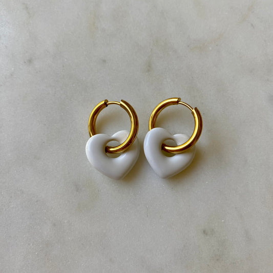 Boucles d’oreilles Cœur - Blanc