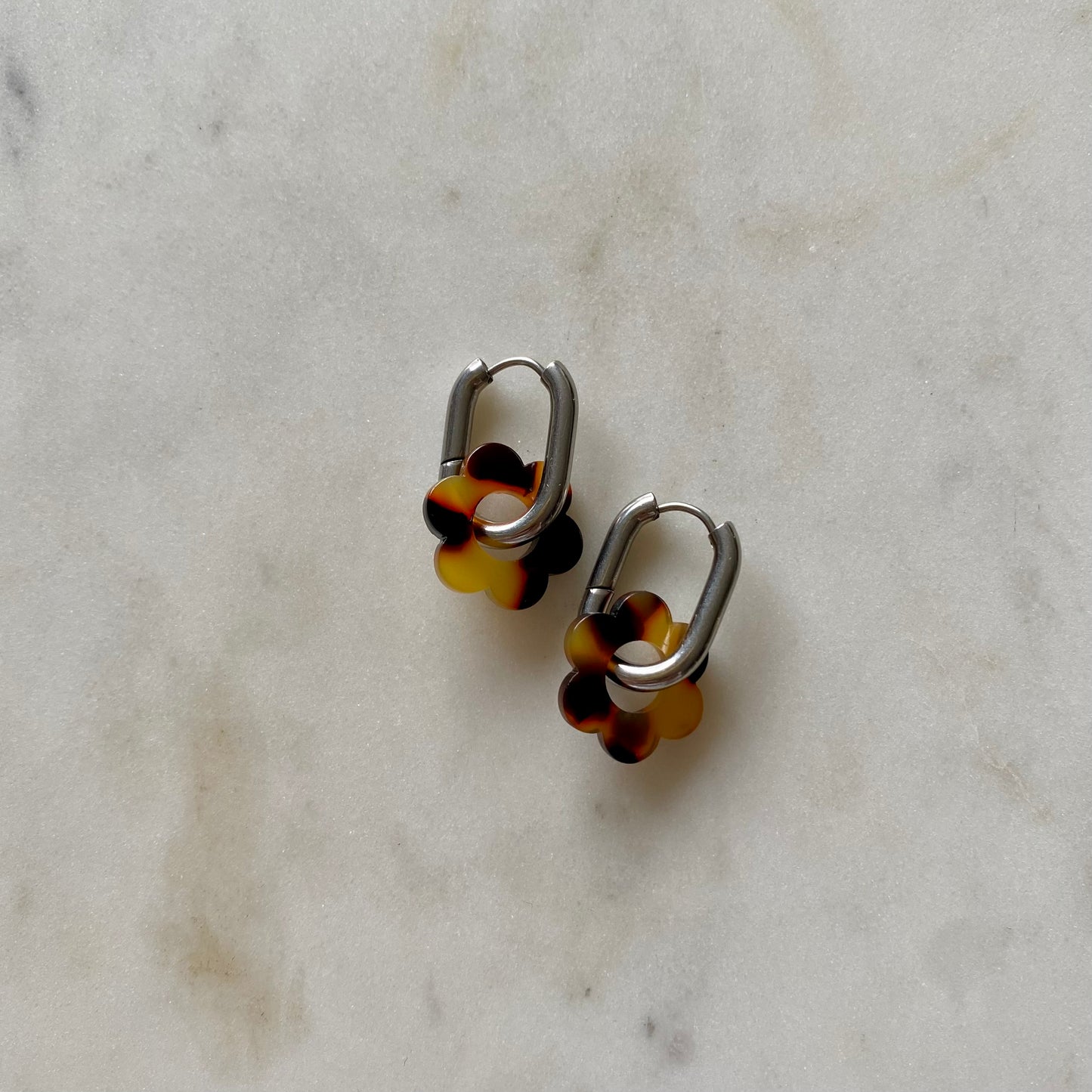 Boucles d’oreilles Pivoine - Écaille de tortue marron