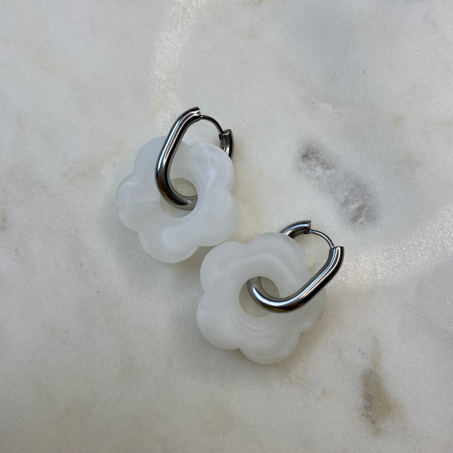 Boucles d’oreilles Rosa Pastel - Blanc