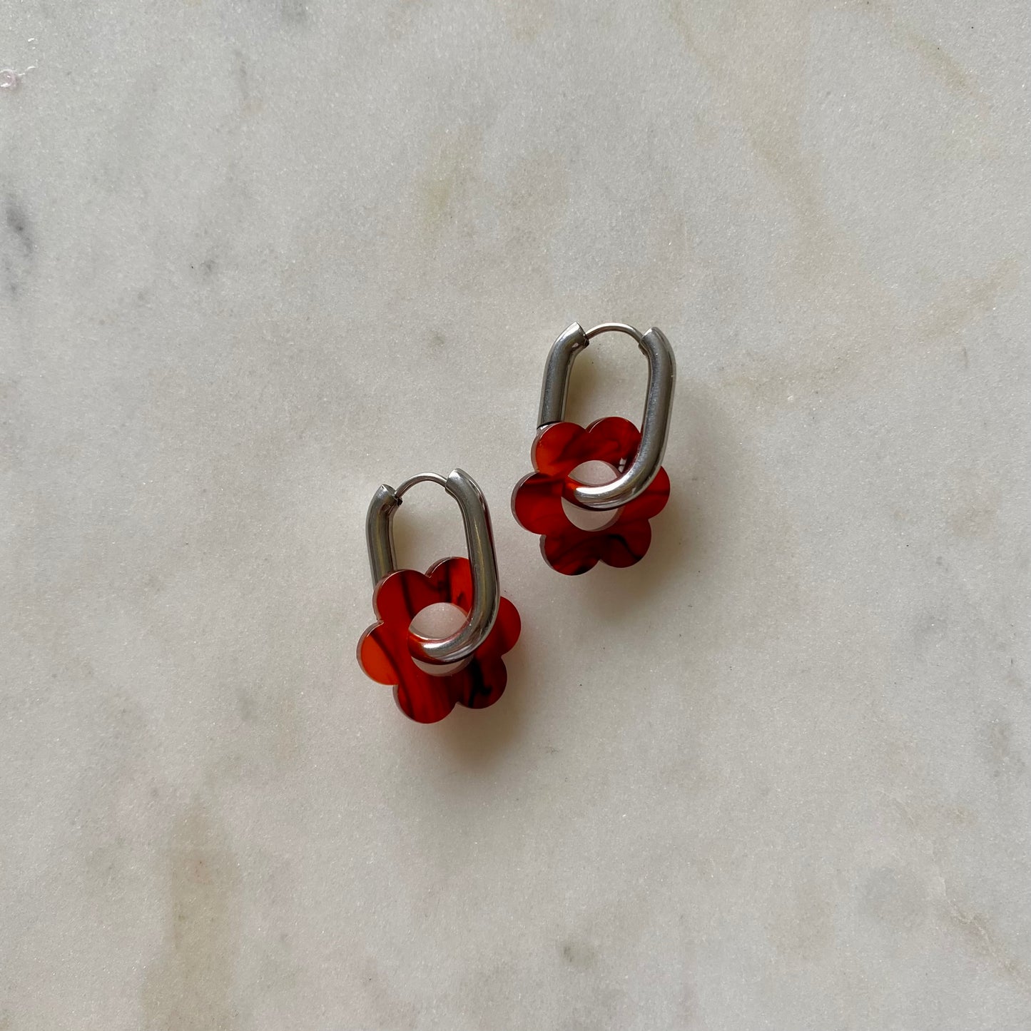 Boucles d’oreilles Pivoine - Marbré ambre