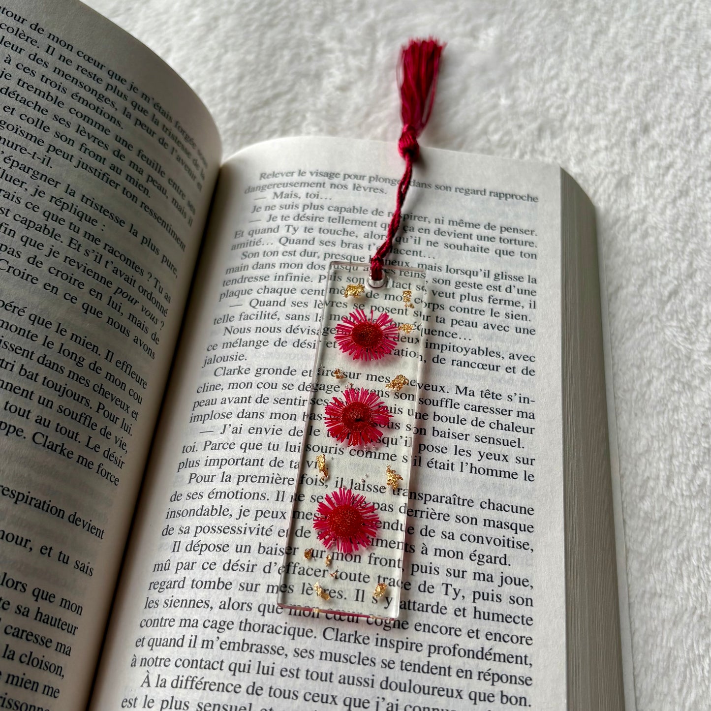 Marque page (mini) - Fleurs bordeaux