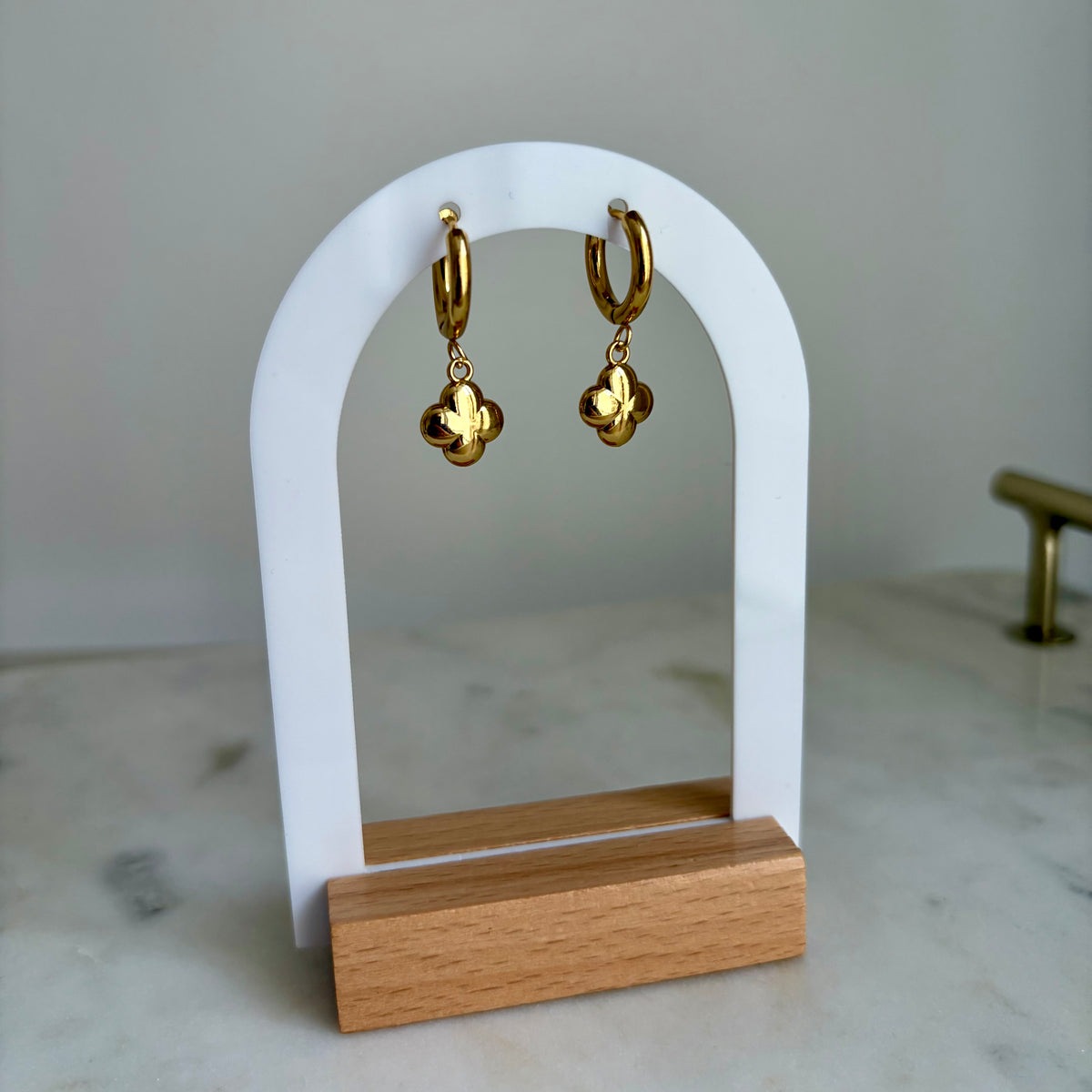 Boucles d’oreilles - Trèfles strass doré