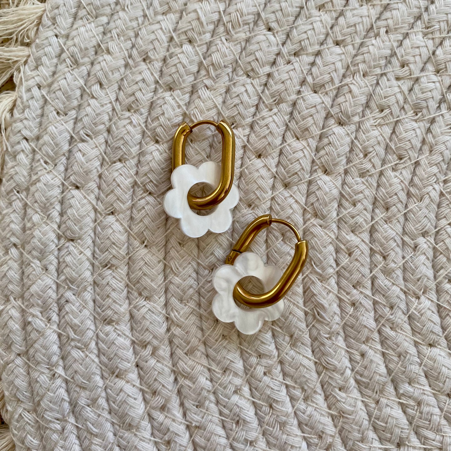 Boucles d’oreilles Pivoine - Blanc nacré