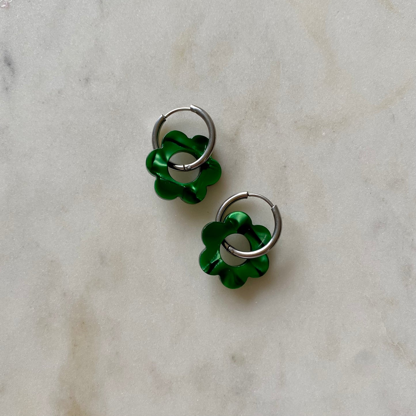 Boucles d’oreilles Pivoine - Vertes