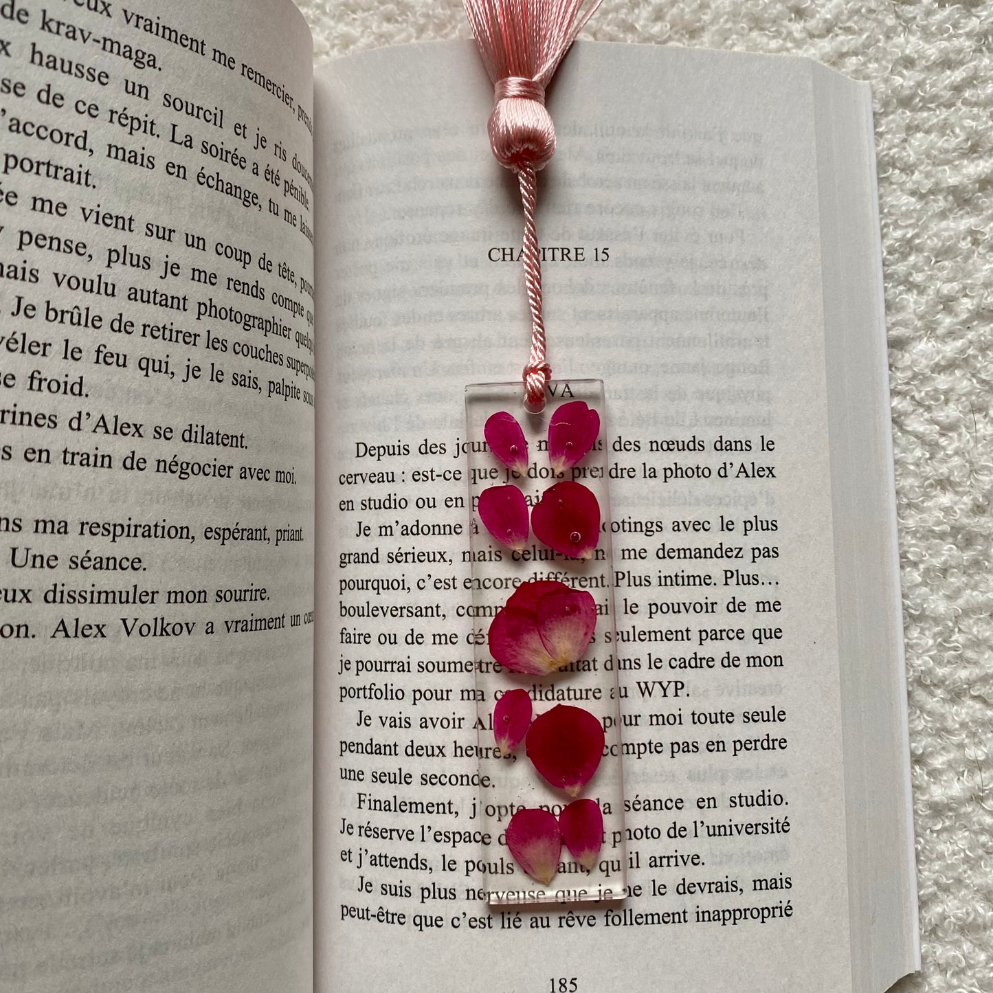 Marque page (mini) - Pétales roses