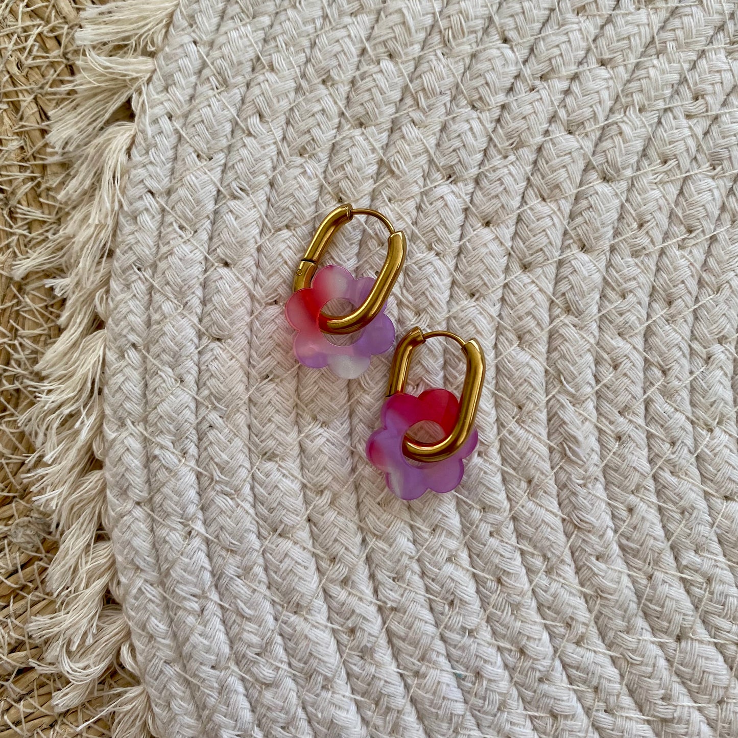 Boucles d’oreilles Pivoine - Écailles roses