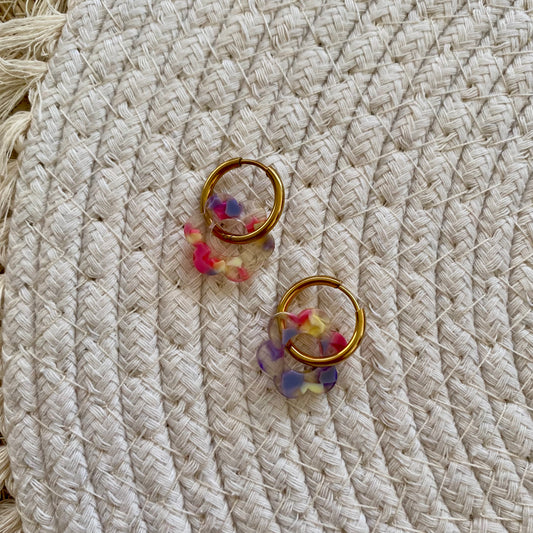 Boucles d’oreilles Pivoine - Terrazzo pastel