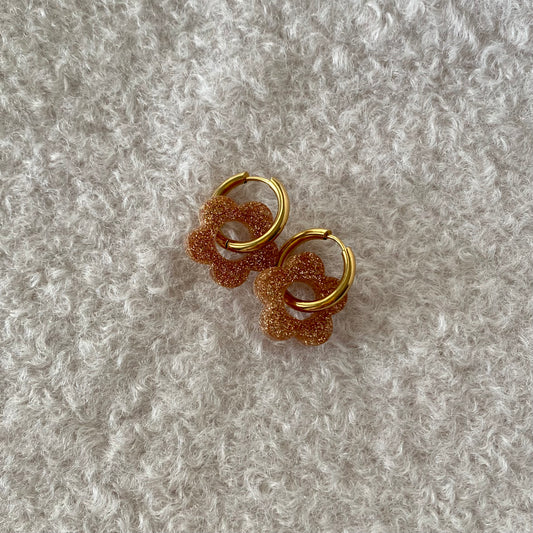 Boucles d’oreilles Camélia - Champagne