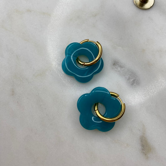 Boucles d’oreilles Rosa - Bleu canard