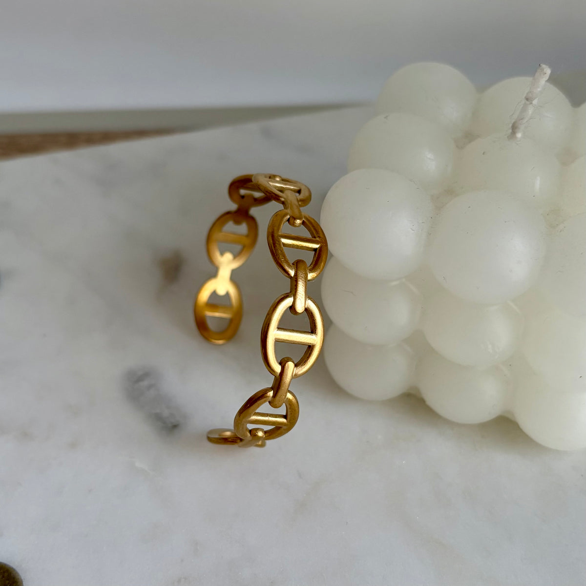 Jonc maille marine doré