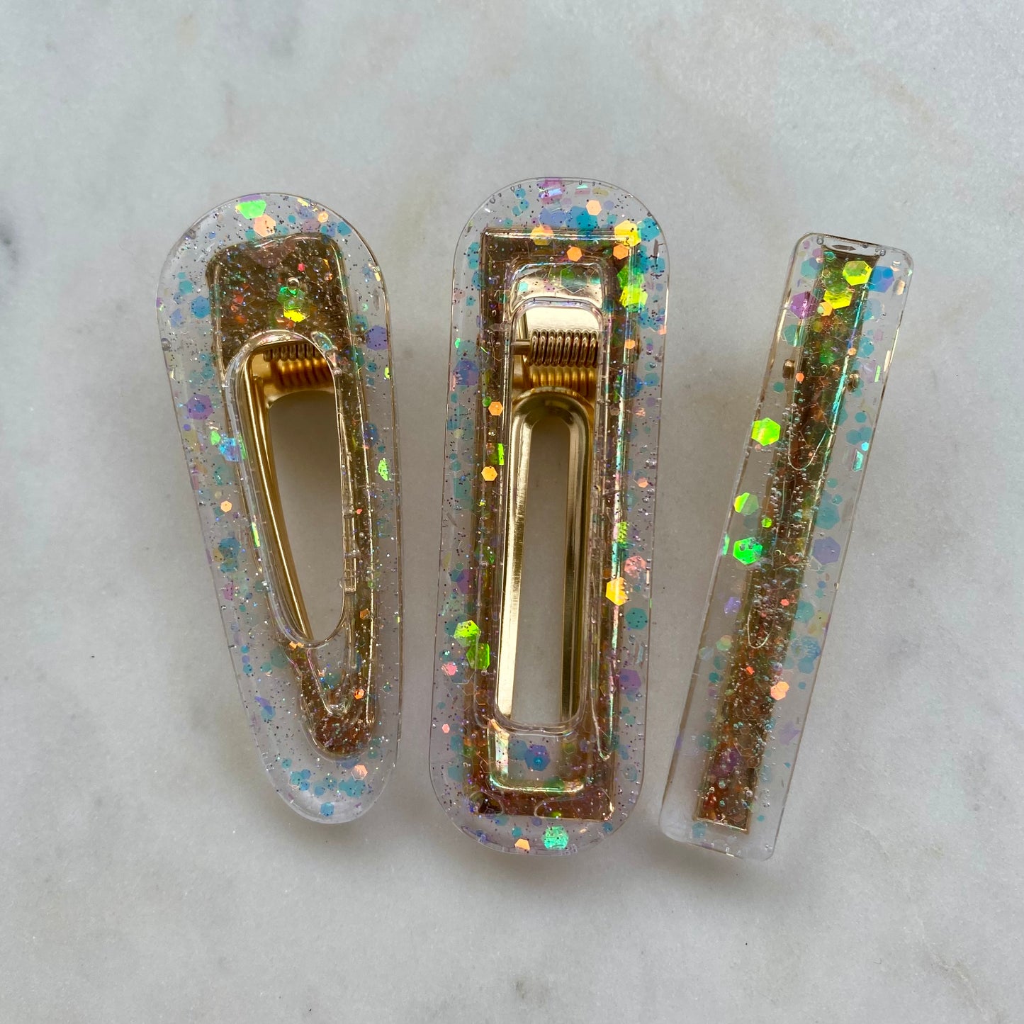 Barrettes paillettes bleues