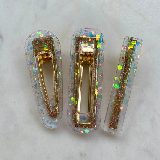 Barrettes paillettes bleues