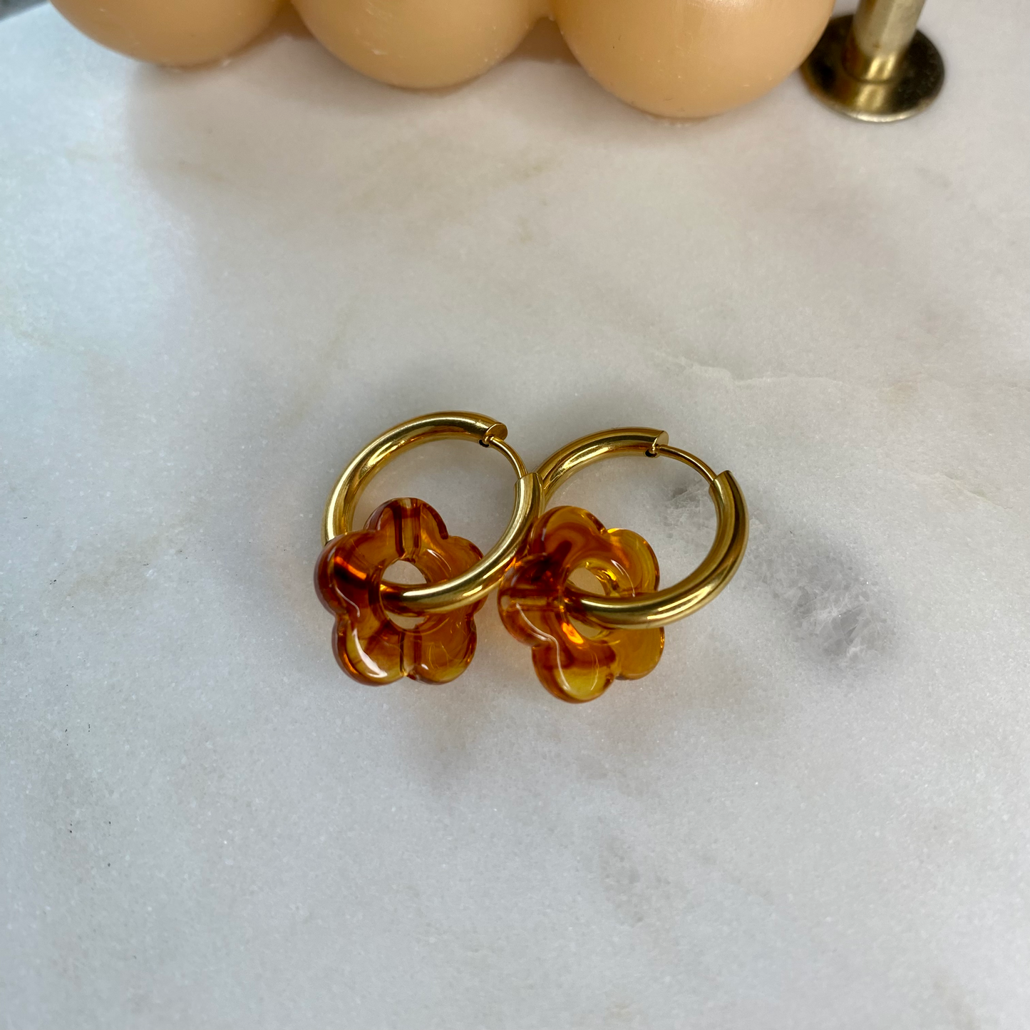 Boucles d'oreilles Flora - Noisette