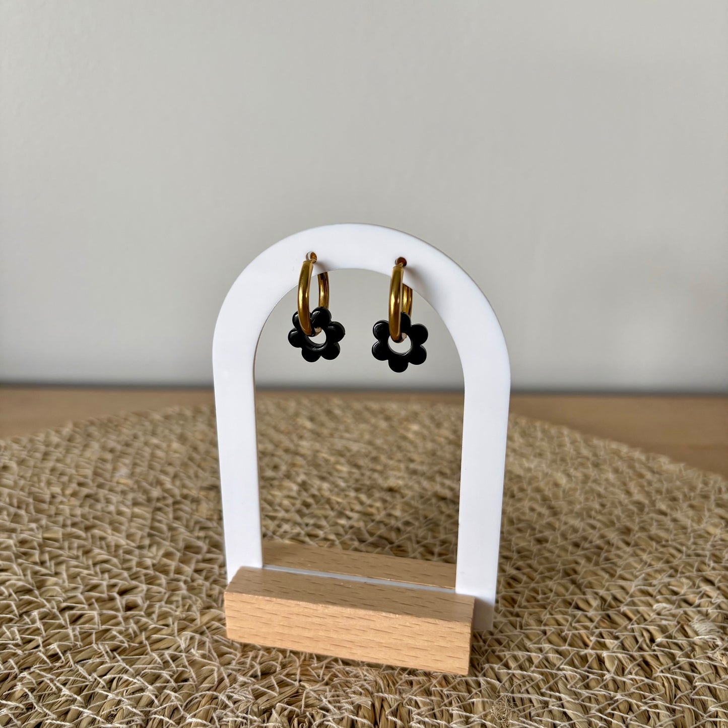 Boucles d’oreilles Minis Pivoines - Noires