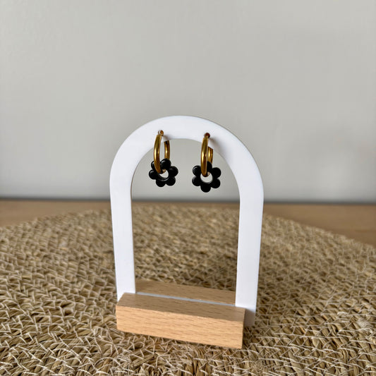Boucles d’oreilles Minis Pivoines - Noires