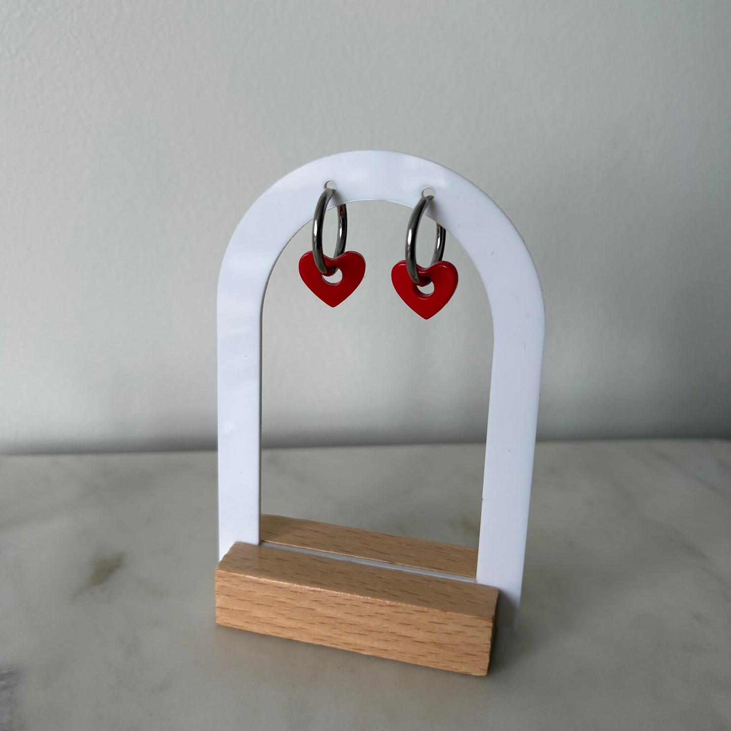 Boucles d’oreilles - Petits cœurs rouge passion