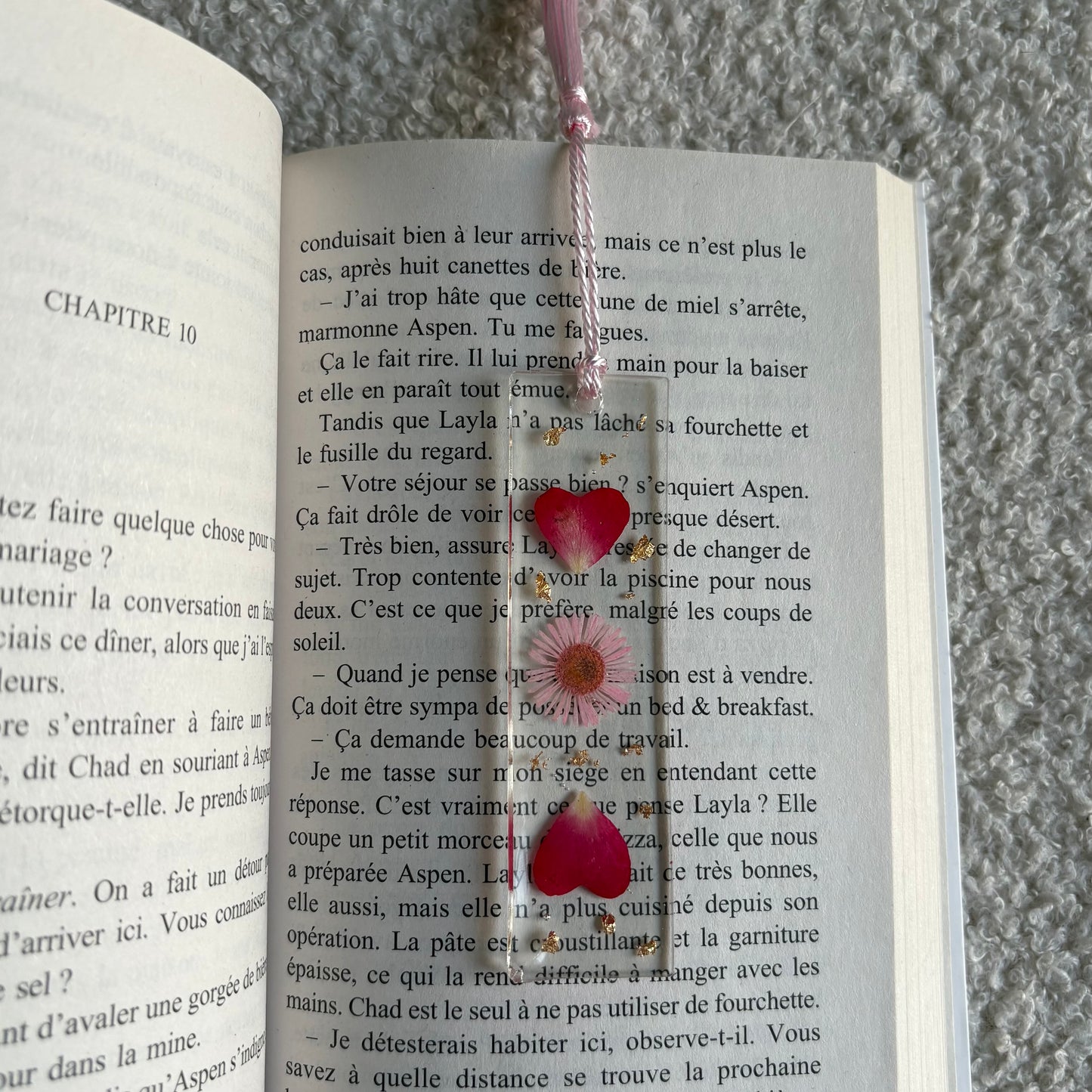 Marque page (mini) - Pétales roses
