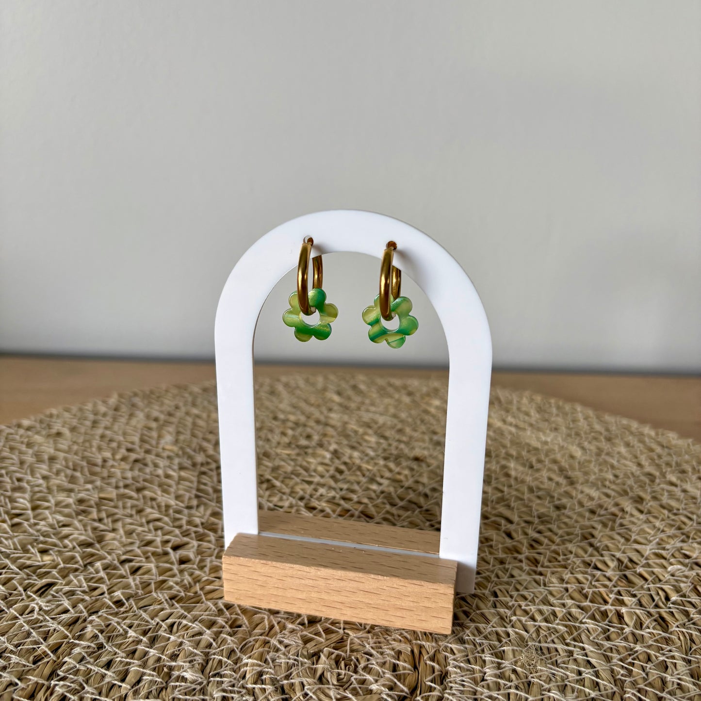 Boucles d’oreilles Minis Pivoines - Nuances verts