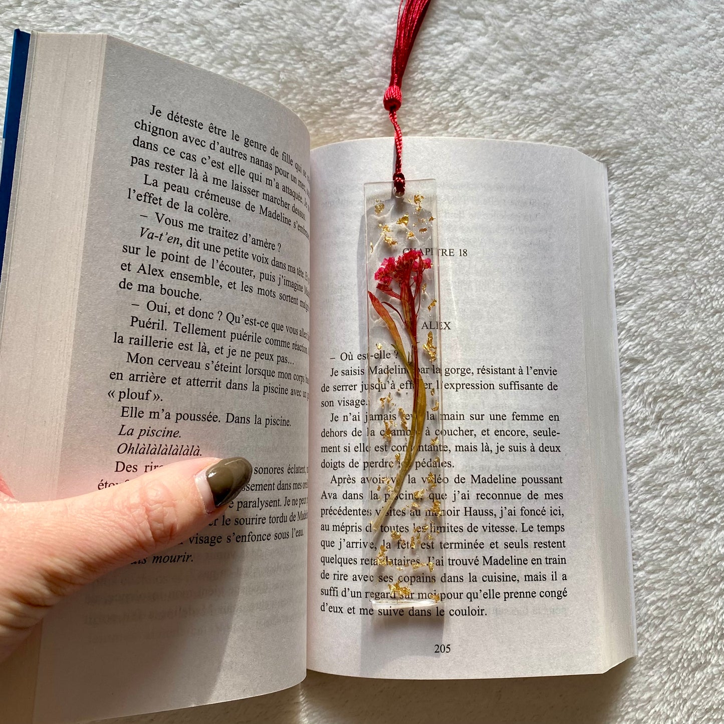 Marque page (rectangulaire - fin) - Bouquet rouge