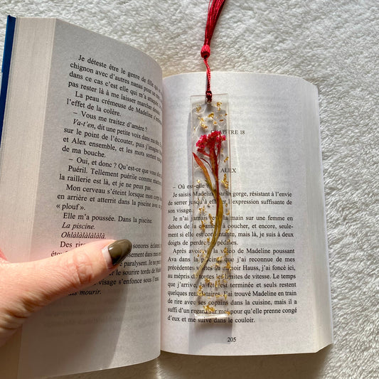 Marque page (rectangulaire - fin) - Bouquet rouge